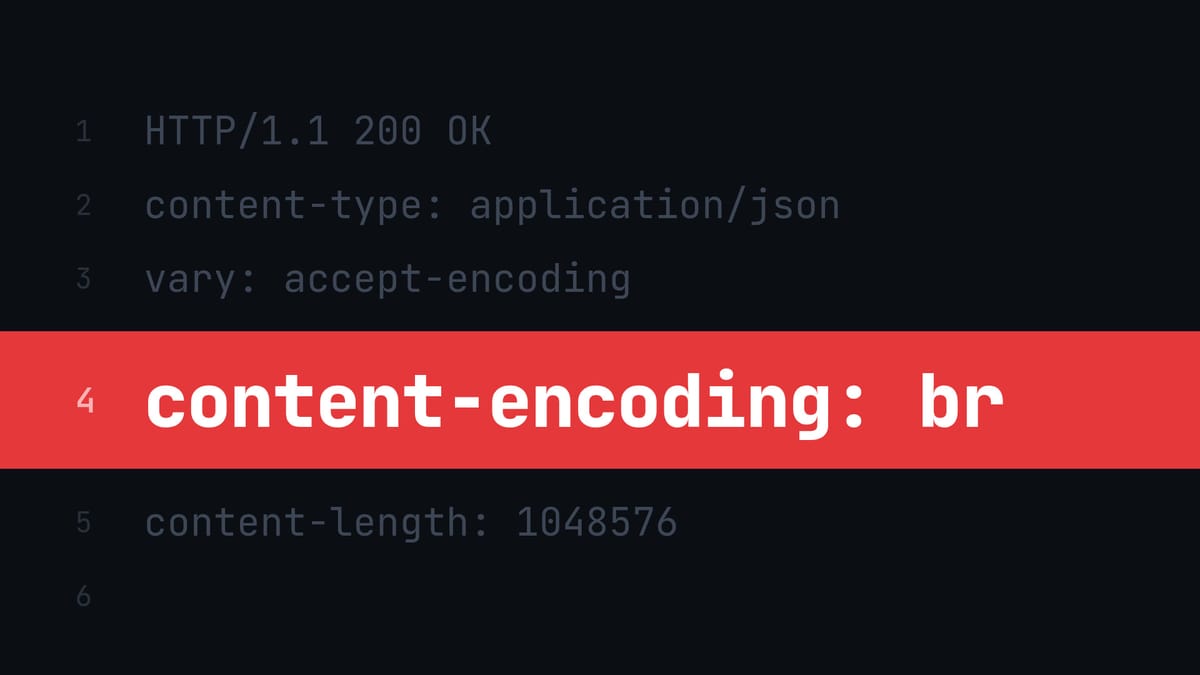 Terminal-style HTTP response headers with the line content-encoding: br highlighted in red
