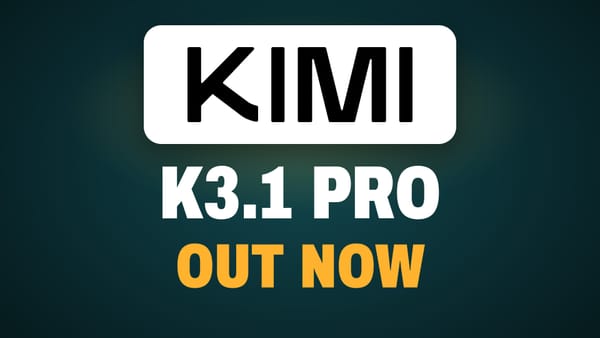 Official Kimi wordmark on a white card above the words K3.1 Pro, out now