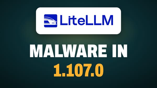 LiteLLM logo on a white card above the words Malware in 1.107.0