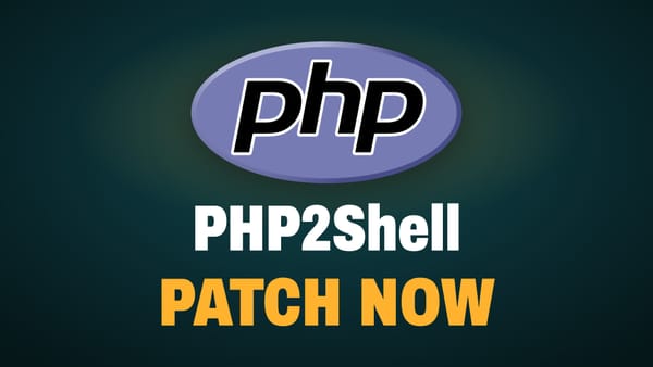 Official PHP logo above the words PHP2Shell and Patch now